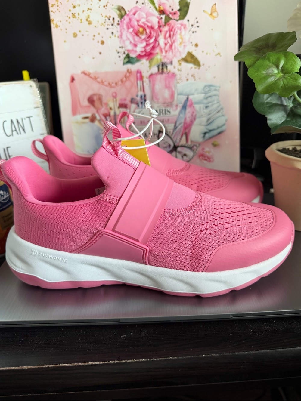 all in motion Girls' Pink Slip-On Athletic Sneakers